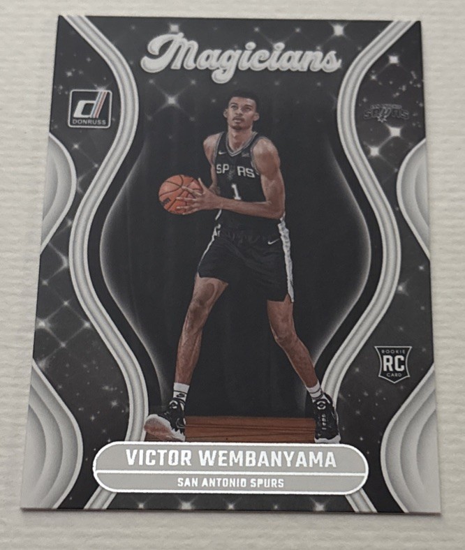 Victor Wembanyama #1 Basketball Cards 2023 Panini Donruss Magicians trading card — raw and PSA graded price guide