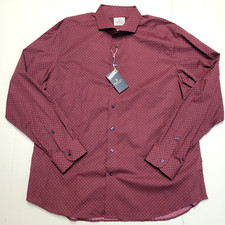 278 New EMANUEL BERG Modern Fit Sport Shirt Men's 2XL 18 EU 46 Red Geometric