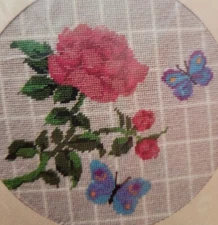 Vintage Creative Circle Needlepoint Kit #620 "Pink Beauty" by Sue Miyata