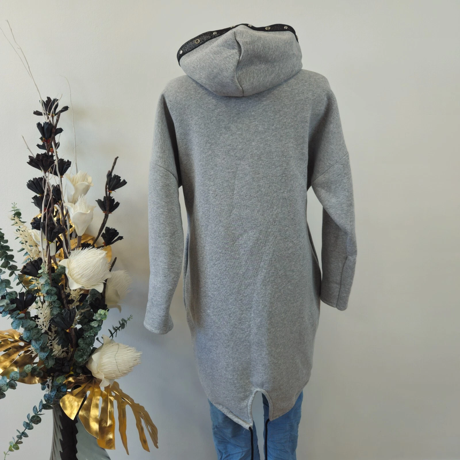 SACAI Felpa Italy Hoodi Spessa Maglione Lungo Taglia 38 40 42 Grigio