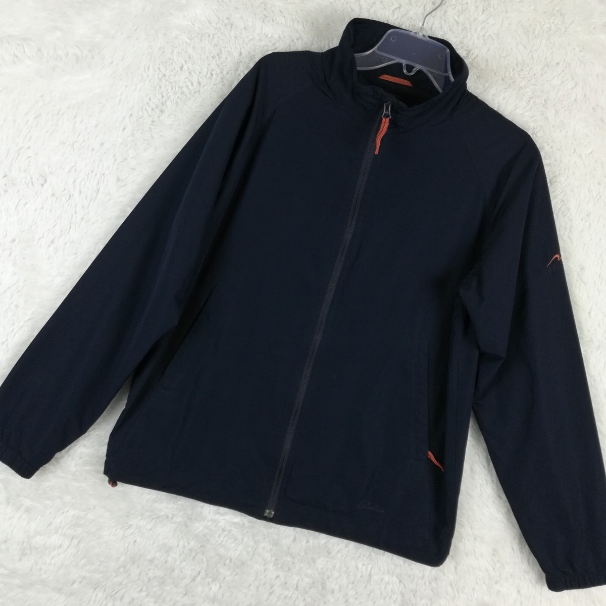 Cabela's Mens Jacket Coat Navy Blue Windcrest Lightweight Full Zip