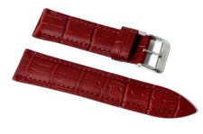 Cinturino orologio vera pelle semi imbottito stampa coccodrillo bordeaux 24mm