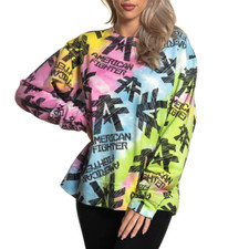 Women's American Fighter Sketch Crew Neck Fleece Long Sleeve Sweatshirt XS-L