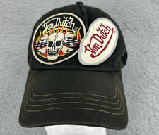 VTG Von Dutch Hat Cap Black Double Patch Distressed Mesh Trucker Snapback Skull