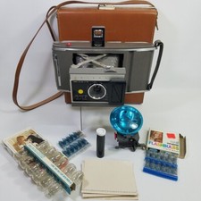 Vtg Polaroid J-66 Land Camera in Case Flash Bulbs Mounts Print Coater