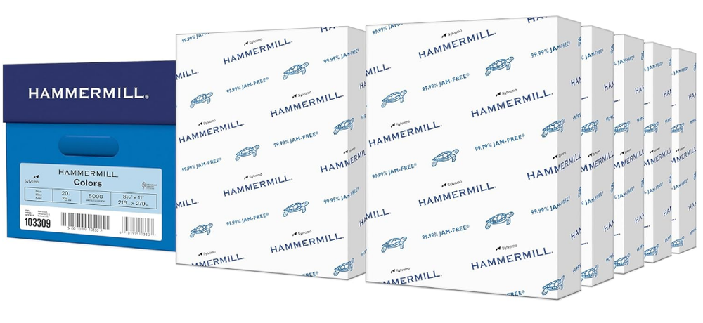 Hammermill 20 lb Blue Printer Paper 8.5x11 10 Ream 5000 Sheets