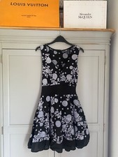 Tea Party Dress Size 8 Vintage Style Black Grey Rose Coquette Summer Boho Chic