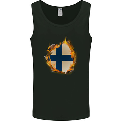 The Finnish Flag Fire Effect Finnland Herren Trägershirt Tank Top