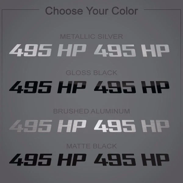 Calcomanía gráfica de 495 HP caballos de fuerza para R/T Scat Pack Challenger, Jaguar F-TYPE V8 Foto 2 de 4