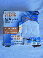 Damaged 140-Count HDX Flexpro Fresh Scent Kitchen Trash Bag Odor Control 13 Gal