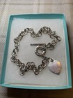 Tiffany & Co. Genuine Sterling Silver Heart Charm Toggle Necklace 16"