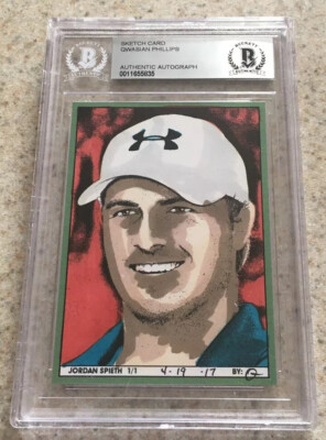 Jordan Spieth Golf Nike PGA Original Art Sketch Card 1/1 BAS