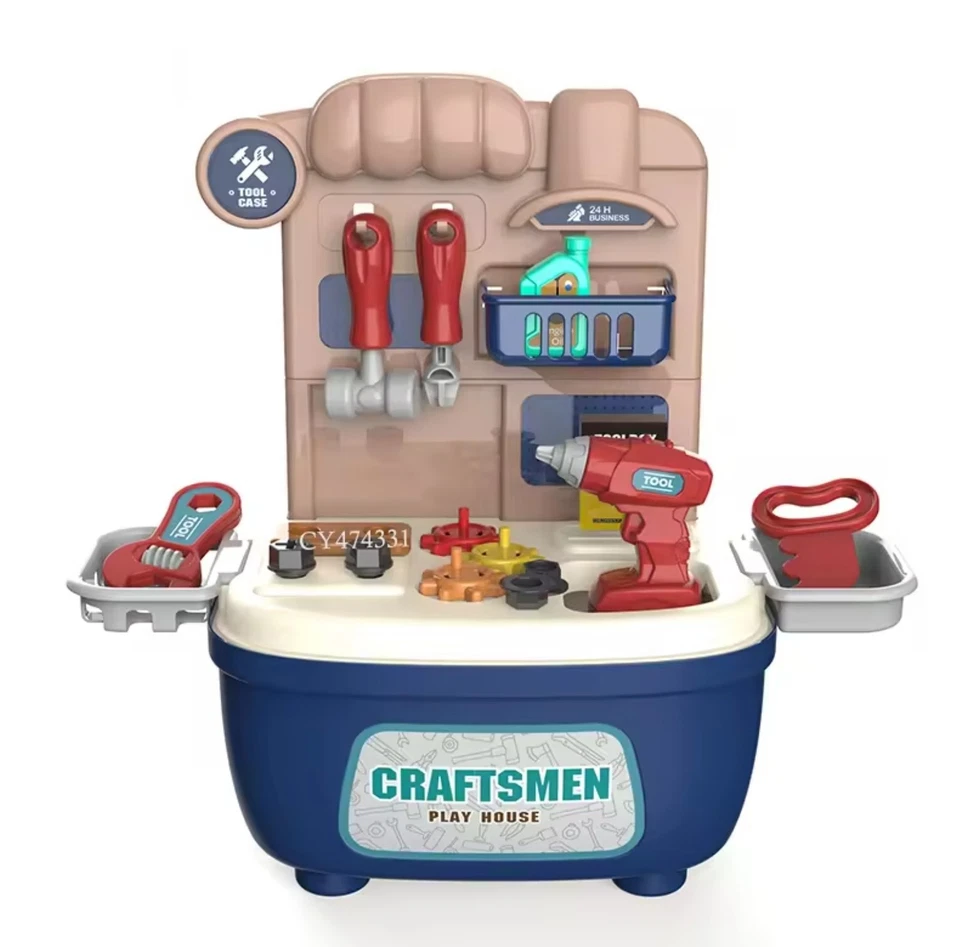 Caja de herramientas de juego de simulación para niños, juguetes de construcción para niños, almacenamiento portátil-juguetes para niños Foto 2 de 4