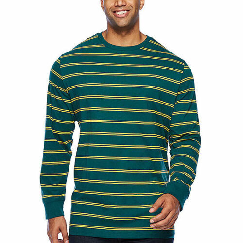 Foundry Herren Big & Tall Langarm Pullover Shirt 4XL grün gelb gestreift NEU - Bild 1 von 1