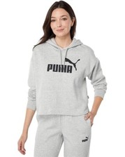 New Women Puma Essential Cropped Logo Fleece Hoodie Pullover Sweatshirt Top sz L