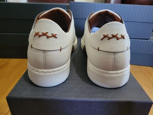 Ermenegildo Zegna Men's Tiziano in White Calfskin Leather Low-Top Sneakers. US 7 - Picture 5 of 9