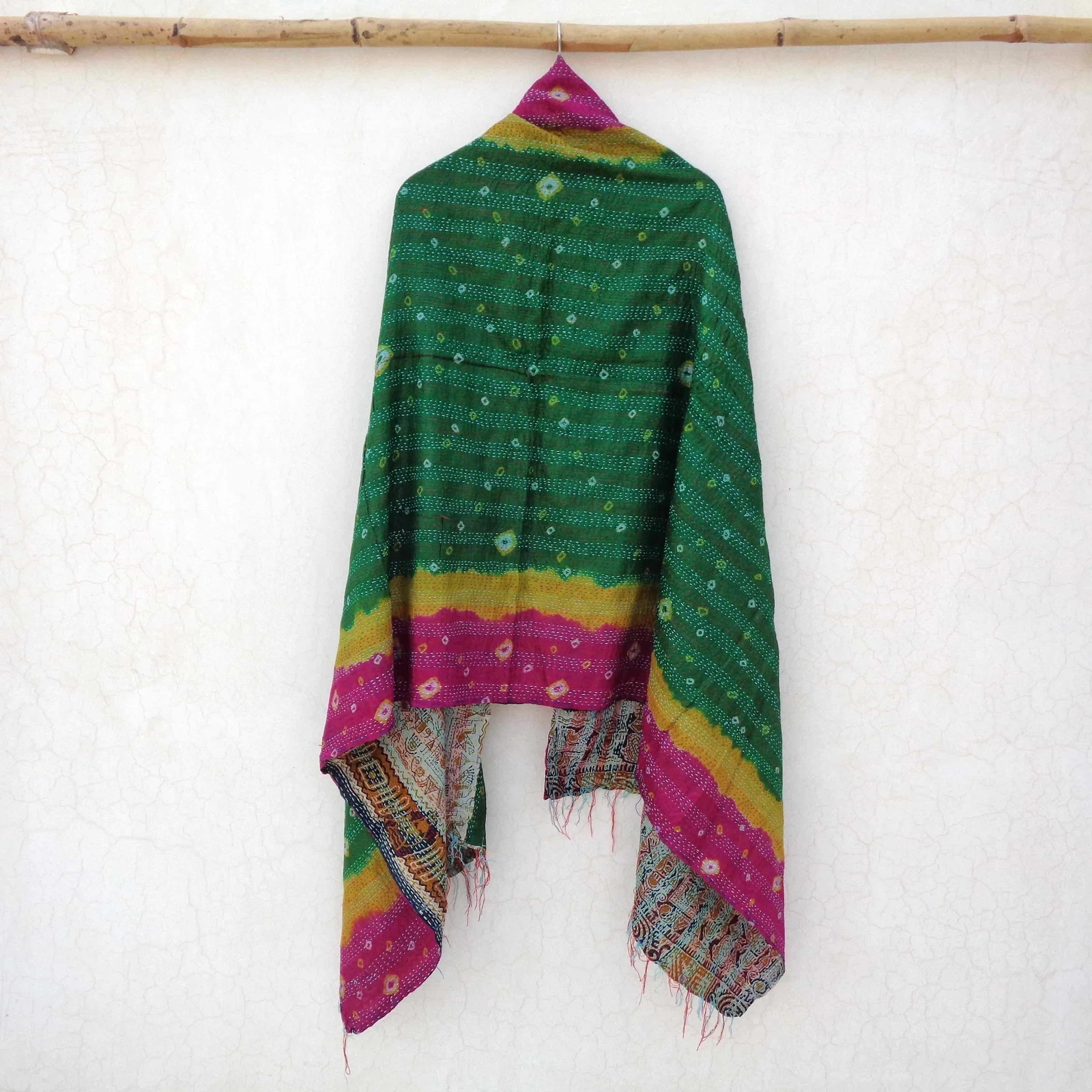 Silk Kantha Scarf Neck Wrap Stole Dupatta Collar Neckerchief Scarves