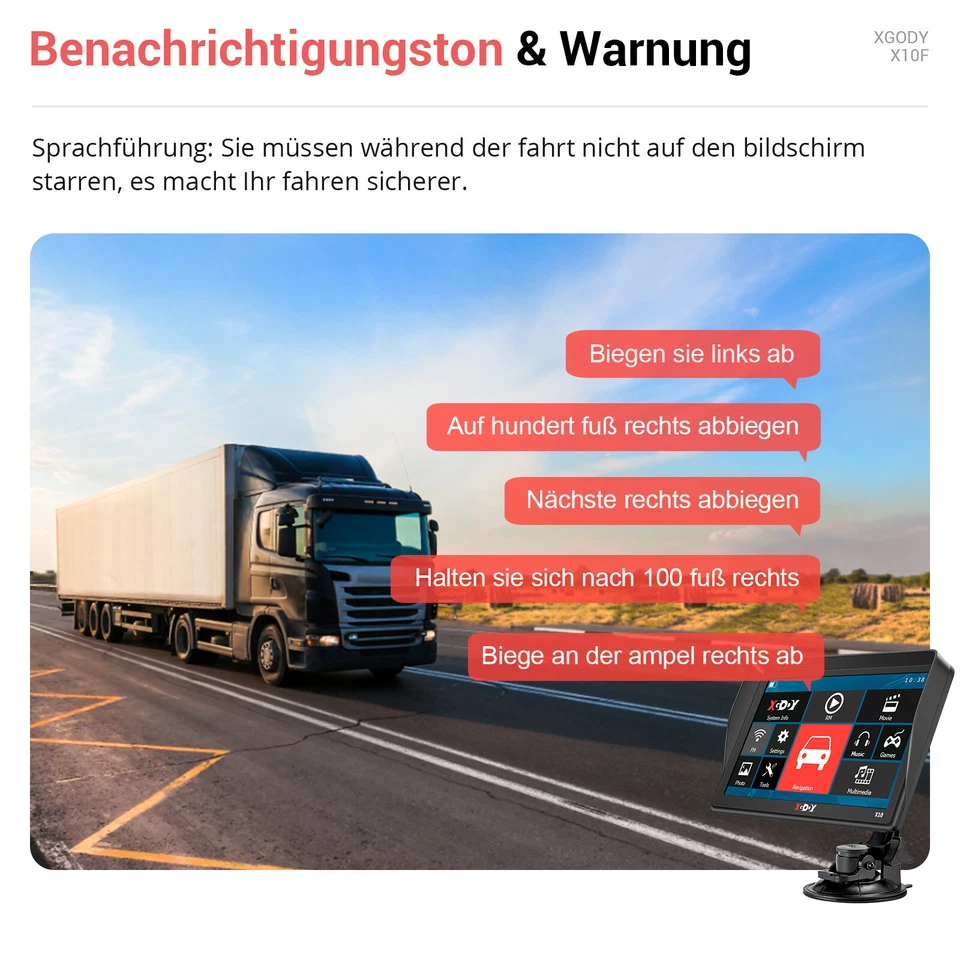 XGODY 9 Zoll Navigationsgerät PKW LKW Auto GPS Navi Navigation DE EU Karten POIs - Bild 3 von 4