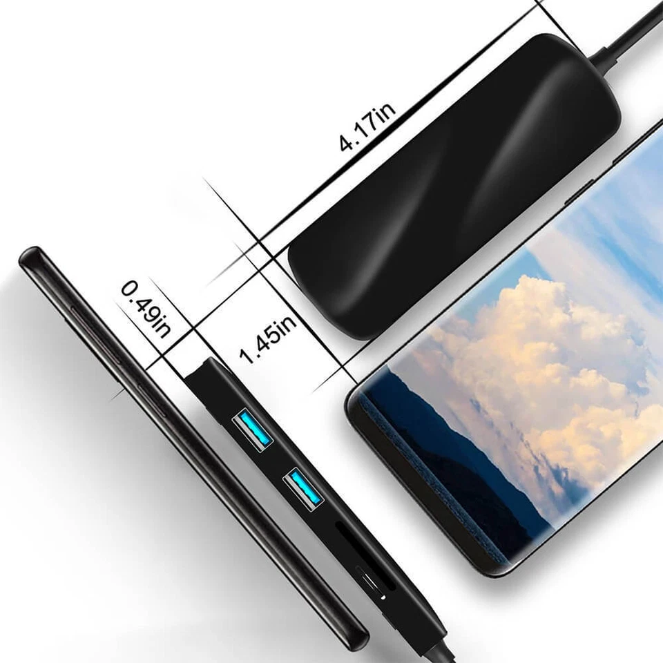 6 in 1 USB3.0 Type C Hub USB C Hub Multiport Adapter 4K HDMI Output + 2x USB 3.0 - Image 4 of 4