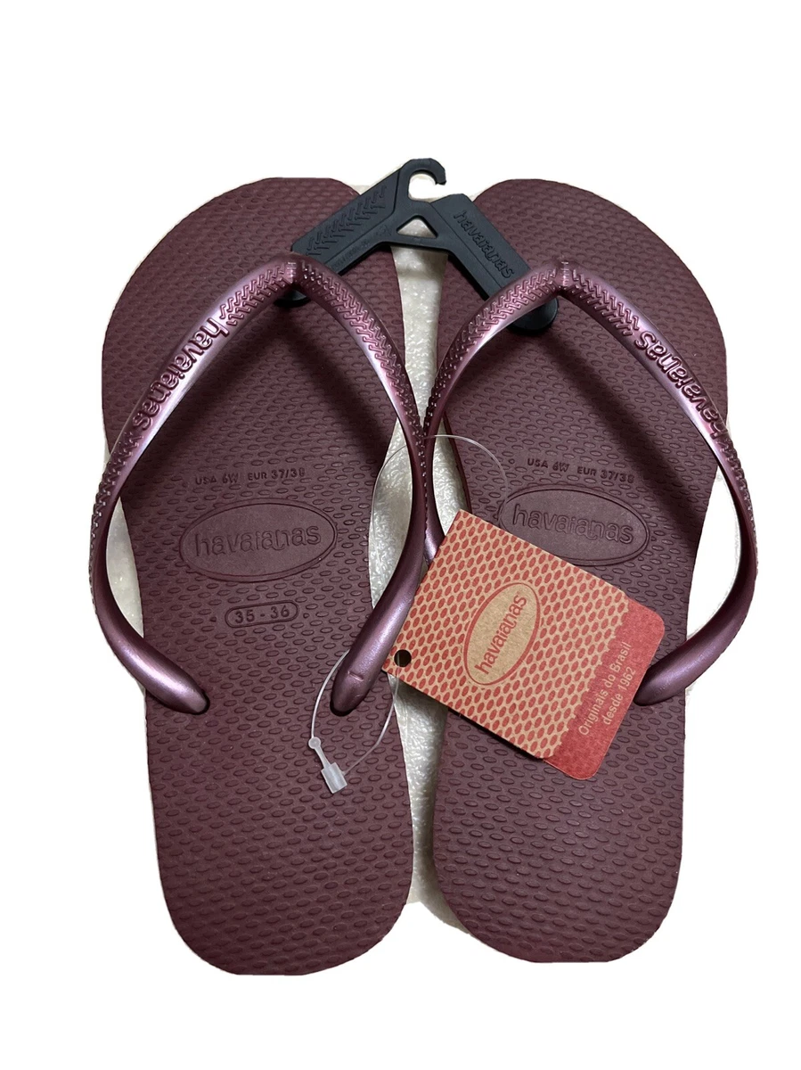 Havaianas Slim FC Flip Flops Grape Women Size 5/6 Rubber Non Slip