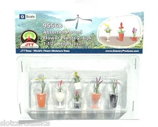 JTT SCENERY 95568 ASSORTED POTTED FLOWER PLANTS 2  O SCALE  1 1/2" HIGH   6/PK