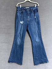 Levis Jeans Womens 28 x 31 Blue Premium Denim 70s High Flare Distressed Retro