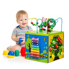 lelin wooden activity cube
