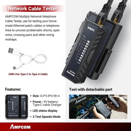 AMPCOM Professional Portable Network Tool Set 12 in 1 Ethernet LAN Maintenance - Bild 3 von 9