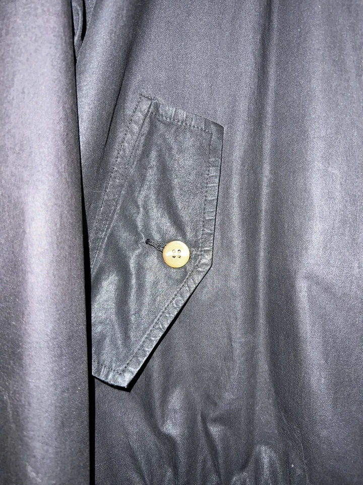 老式原装 BARACUTA G9 PLAID LINED HARRINGTON 夹克褪色黑色 XL — 第 3/4 张图片