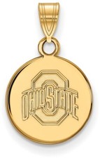 14K Yellow Gold Ohio State University Small Disc Pendant by LogoArt (4Y038OSU)