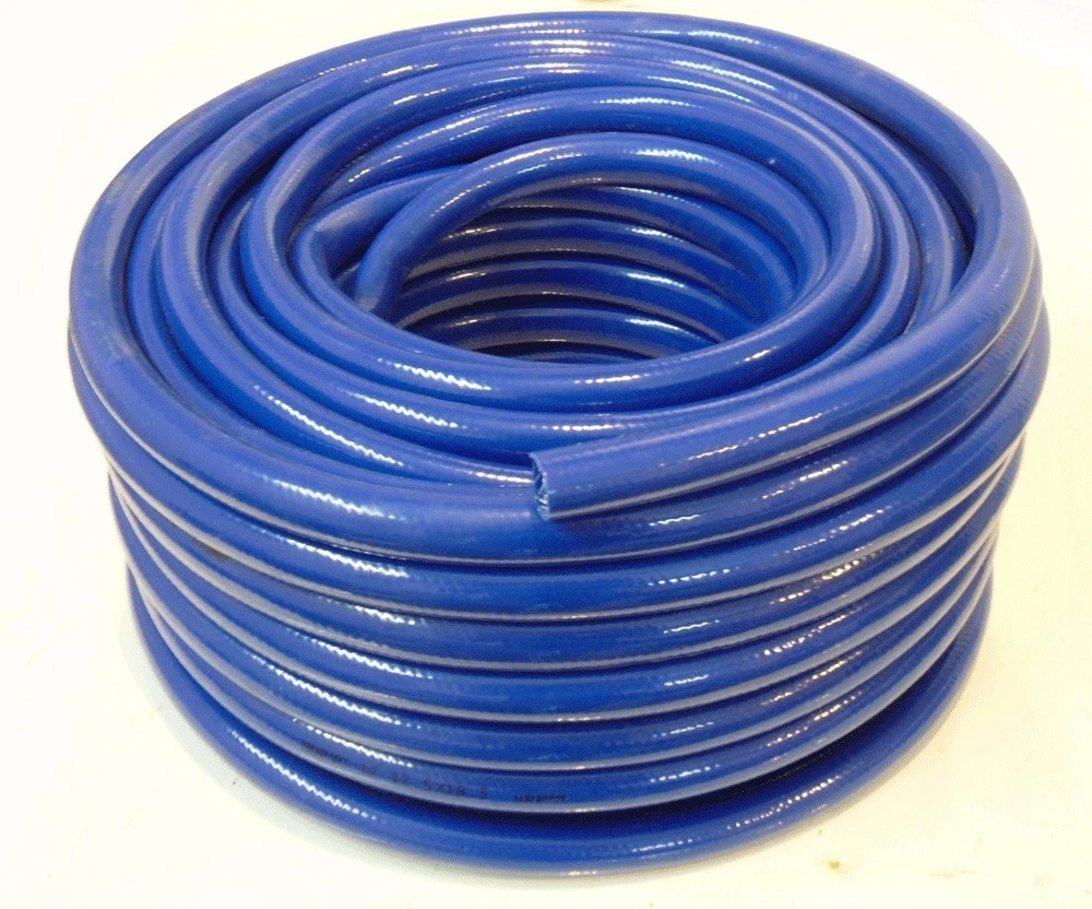 Blue Braided Flexible PVC Hose Pipe for Water Air Oil Gases Reinforced Tubing