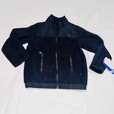 Nautica Boys' Black Polar Zip-Up Jacket 4/5 Stand Collar Soft Interior NWT