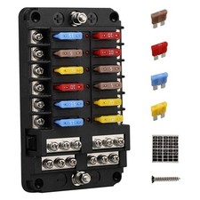 12V 12 Way Marine Fuse Fuse Panel with Ground 12 Volt Fuse Box for Car9124