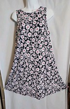 MSK Dress Sleeveless Navy Blue Floral Shift Dress Size Medium
