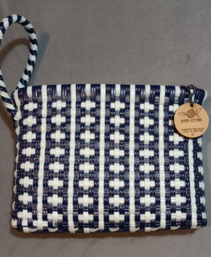 Maria Victoria Wrist Bag Wristlet Blue And White