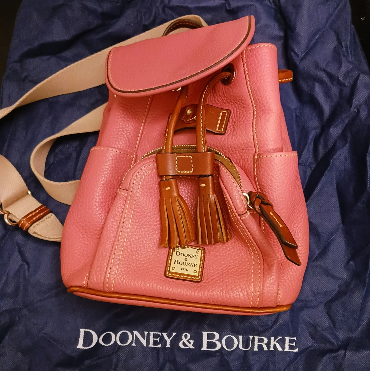 Dooney and Bourke medium backpack, leather, coral pink color with brown straps Dooney & Bourke Backpack Pink Bags & Handbags for Women for  main image 3