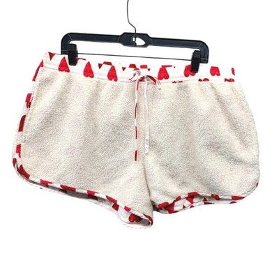 Victoria's Secret Cozy Plush Heart Fleece Pajama Lounge Shorts Womens XL White