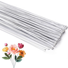 100 Pack Floral Wire 18 Gauge Crafts Florist Wire Stems Diameter 0.05In White Fl