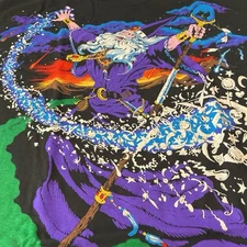 Liquid Blue Magical Wizard Summoning Double-sided Graphic T-Shirt Adult Size XL