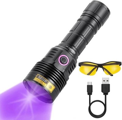 Alonefire SV47 12W 365Nm UV Flashlight USB Rechargeable Long Range Ultraviolet B