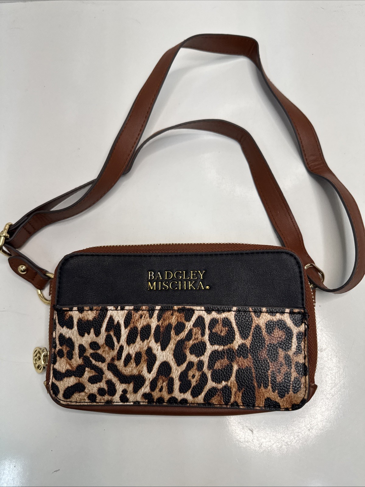Badgley Mischka Leopard Vegan Leather Pouch Belt Bag