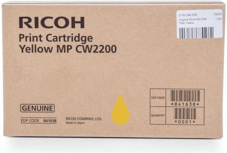 Original Ricoh Cartouche D'Encre 841638 Jaune Pour Lanier MP CW 2200 2201 - Photo 1/1
