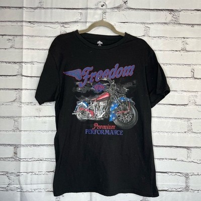 Celebrate Patriotic Black Short Sleeve Motorcycle Graphic Tee SZ L Freedom Biker