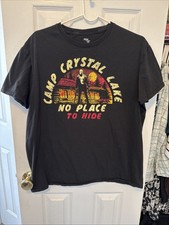 Jason Friday The 13th Shirt Camp Crystal Lake Men  s Black Tee Size Large