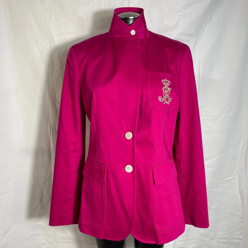 Ralph Lauren Talla 12 Rosa Oro Corona Cresta Chaqueta/Blazer Bolsillos Algodón Nuevo sin Etiquetas Foto 4 de 4