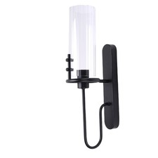 T- Black Wall Sconce Light Modern Indoor Wall Light Fixture With Clear Glass