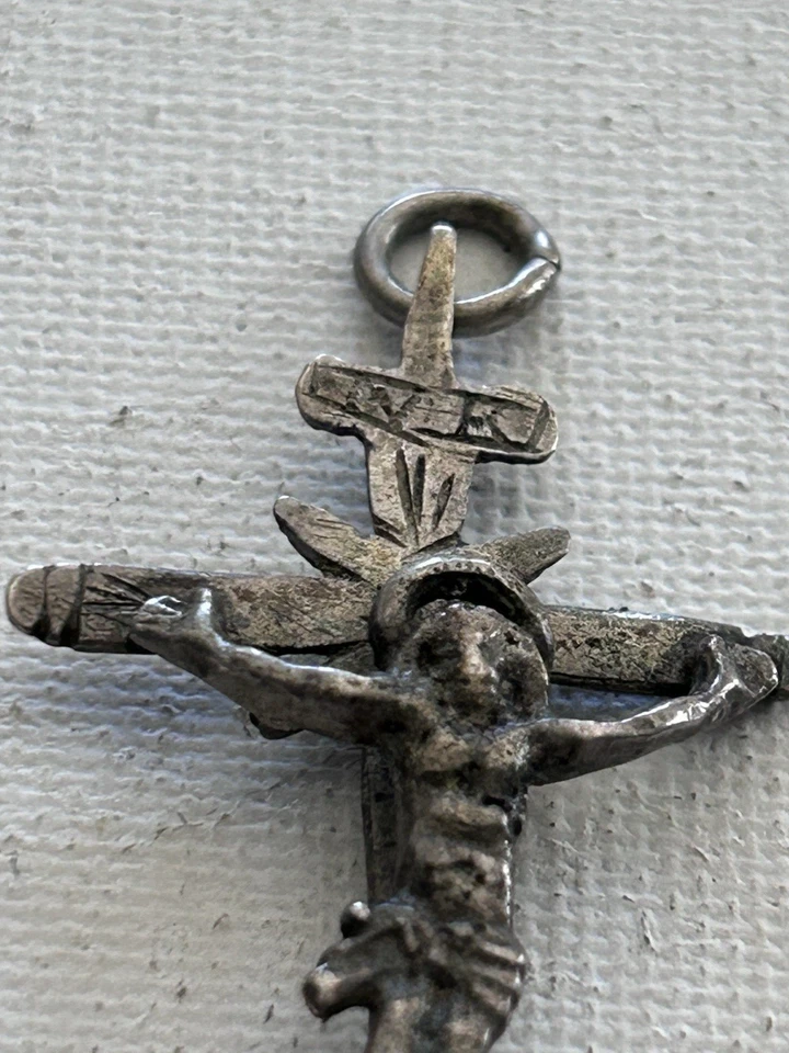 Antica Croce Crocifisso In Argento Epica 800 - Immagine 4 di 4