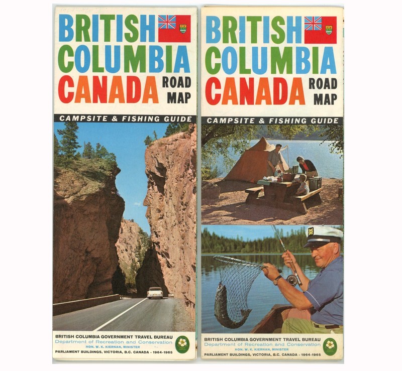 Vintage 1964-5 British Columbia Canada Official Road Map