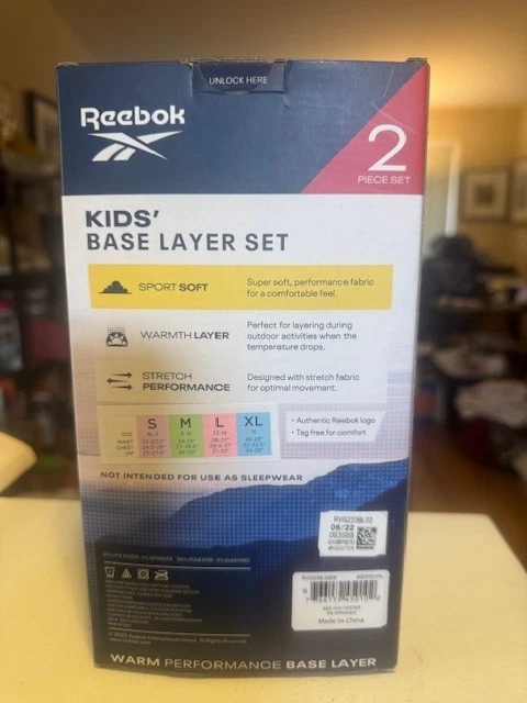 Juego de 2 capas base Reebok para niñas M (8-10) rendimiento cálido juego al aire libre Foto 2 de 2