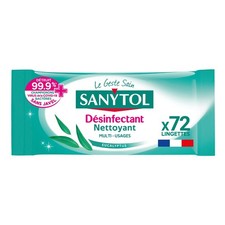 Sanytol - Lingettes Désinfectantes Multi-Usages - Eucalyptus - x72 - Bactéricide